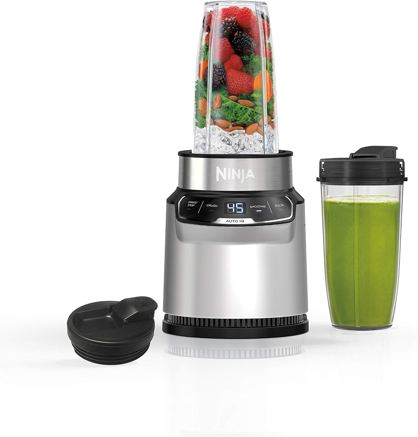 Ninja (Refurbished) (BN401) Nutri Pro with Auto-iQ, 1100-Peak-Watt, Personal Blender, Cloud Silver (Renewed)